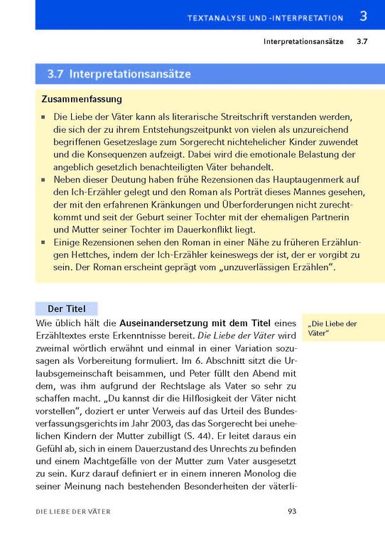 Produktbild: Die Liebe der Väter von Thomas Hettche - Textanalyse und Interpretation
