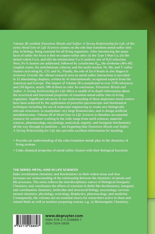Produktbild: Transition Metals and Sulfur &ndash; A Strong Relationship for Life