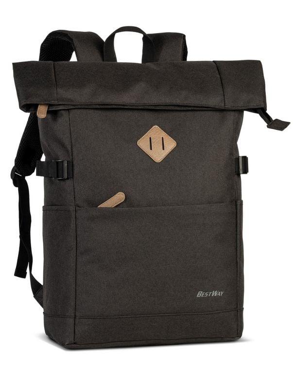 Produktbild: BESTWAY&reg; Rucksack Campus Sytle, Rolltop, schwarz/schwarz, variabel von 19 bis 25 Litern