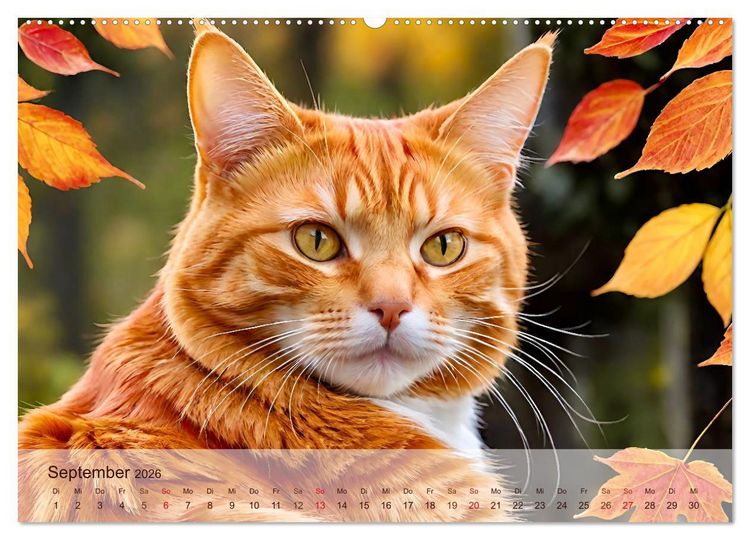 Produktbild: Rote Katzen (hochwertiger Premium Wandkalender 2026 DIN A2 quer), Kunstdruck in Hochglanz