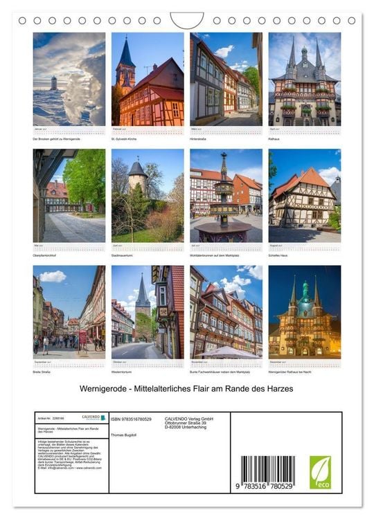 Produktbild: Wernigerode - Mittelalterliches Flair am Rande des Harzes (Wandkalender 2027 DIN A4 hoch), CALVENDO Monatskalender