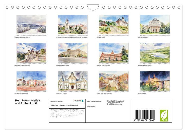 Produktbild: Rum&auml;nien - Vielfalt und Authentizit&auml;t (Wandkalender 2027 DIN A4 quer), CALVENDO Monatskalender