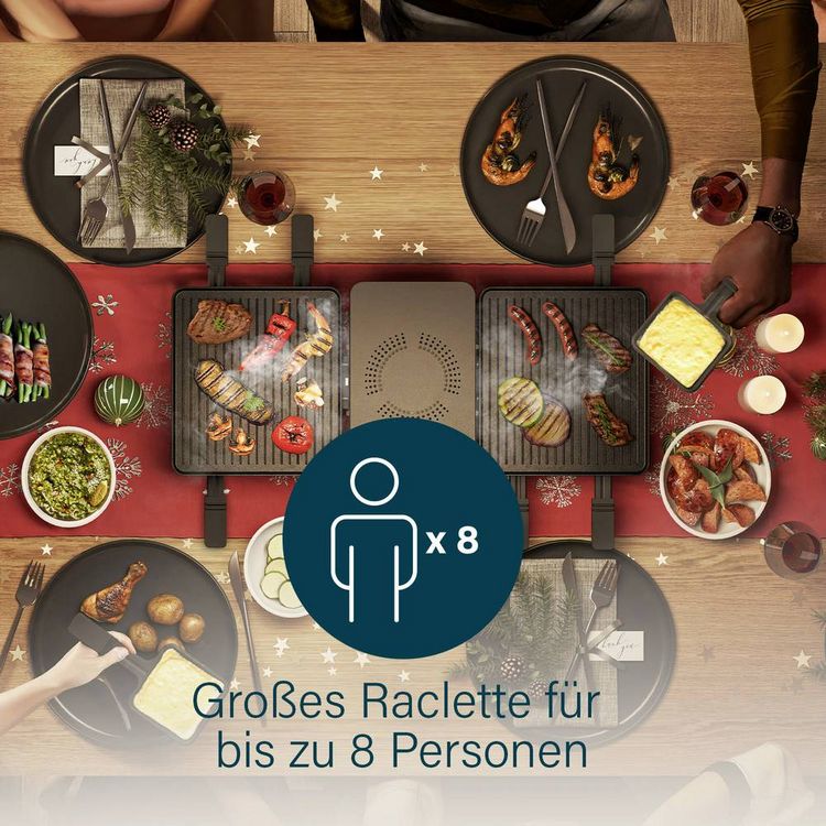 Produktbild: Princess Purify Raclette 8 Pf&auml;nnchen, Antihaftbeschichtung, &Uuml;berhitzungsschutz, mit Luftabsaugung Schwarz
