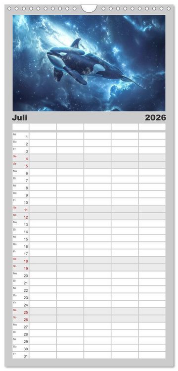 Produktbild: Familienplaner 2026 - Tiere im Weltraum mit 5 Spalten (Wandkalender, 21 x 45 cm) CALVENDO