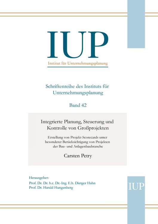 Produktbild: Integrierte Planung, Steuerung und Kontrolle von Gro&szlig;projekten