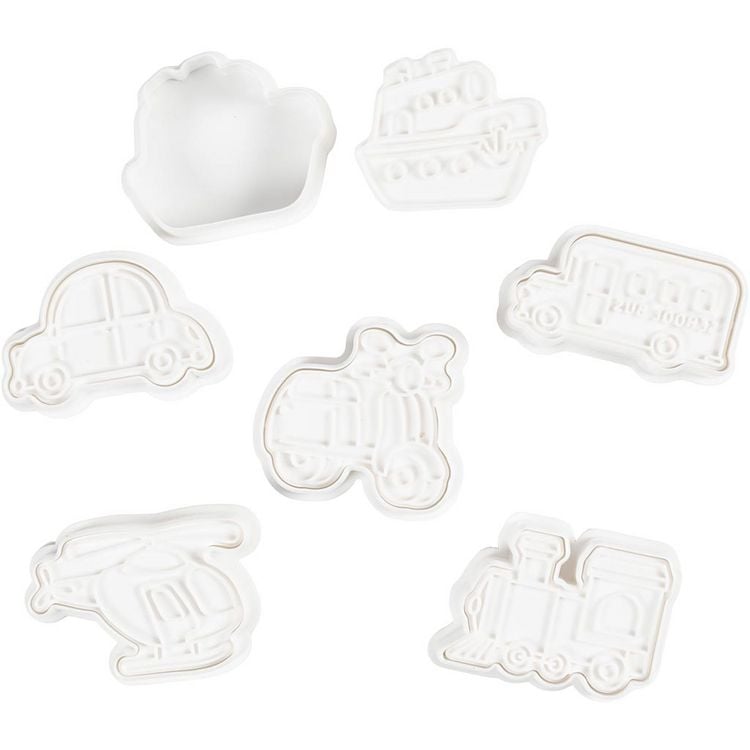 Produktbild: Creativ Company Ausstecher mit Stempelgriff, Transport, Gr&ouml;&szlig;e 3,5-5,5 cm, Wei&szlig;, 6 Stk