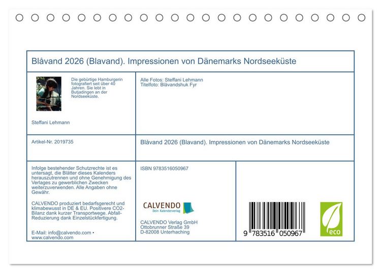 Produktbild: Bl&aring;vand 2026 (Blavand). Impressionen von D&auml;nemarks Nordseek&uuml;ste (Tischkalender 2026 DIN A5 quer), CALVENDO Monatskalender
