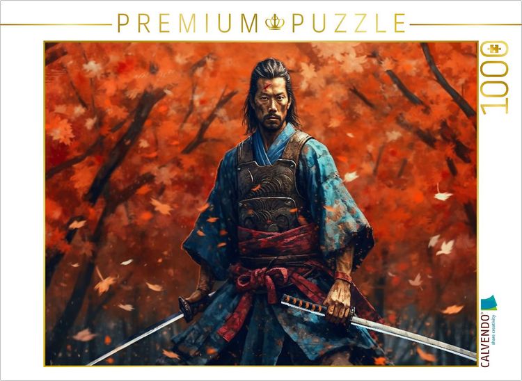 Produktbild: CALVENDO Puzzle Bereit zum Kampf - Samurai im Herbstwald | 1000 Teile Lege-Gr&ouml;&szlig;e 64x48cm Foto-Puzzle f&uuml;r gl&uuml;ckliche Stunden