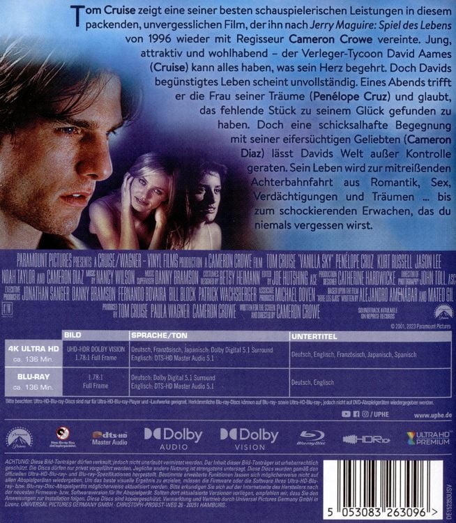 Produktbild: Vanilla Sky (+ Blu-ray)