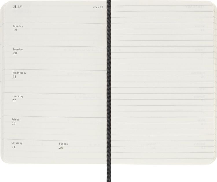 Produktbild: Moleskine 12 Monate Wochen Notizkalender 2027, Pocket/A6, 1 Wo = 1 Seite, rechts linierte Seite, Weicher Einband, Schwarz