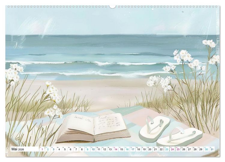 Produktbild: Strandtr&auml;ume in Aquarell (Wandkalender 2026 DIN A2 quer), CALVENDO Monatskalender