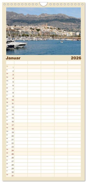 Produktbild: Familienplaner 2026 - Costa Blanca - Spaniens wei&szlig;e K&uuml;ste mit 5 Spalten (Wandkalender, 21 x 45 cm) CALVENDO