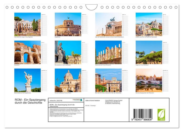 Produktbild: ROM - Ein Spaziergang durch die Geschichte (Wandkalender 2026 DIN A4 quer), CALVENDO Monatskalender