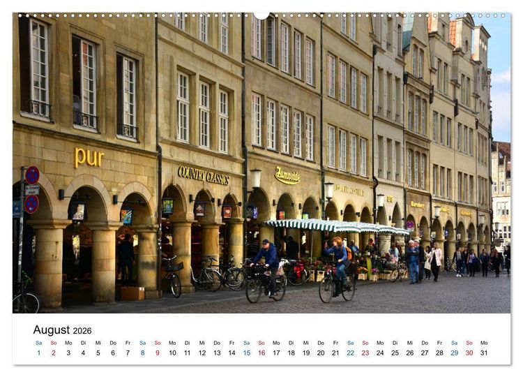 Produktbild: M&uuml;nster - die liebenswerte Fahrradstadt (Wandkalender 2026 DIN A2 quer), CALVENDO Monatskalender