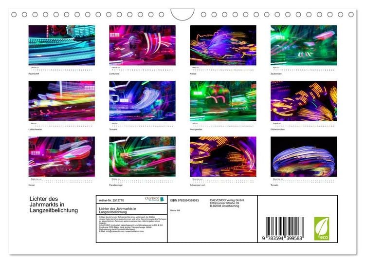 Produktbild: Lichter des Jahrmarkts in Langzeitbelichtung (Wandkalender 2027 DIN A4 quer), CALVENDO Monatskalender