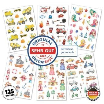 Produktbild: Happy Tatts, Kinder-Tattoos 'Mix' (125 Stk.)