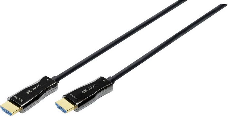Produktbild: Digitus HDMI / Glasfaser Anschlusskabel HDMI-A Stecker, HDMI-A Stecker 20.00 m Schwarz AK-330125-200-S 4K UHD HDMI-Kabel
