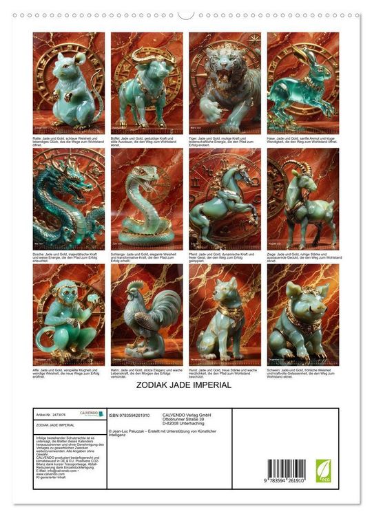 Produktbild: ZODIAK JADE IMPERIAL (hochwertiger Premium Wandkalender 2027 DIN A2 hoch), Kunstdruck in Hochglanz