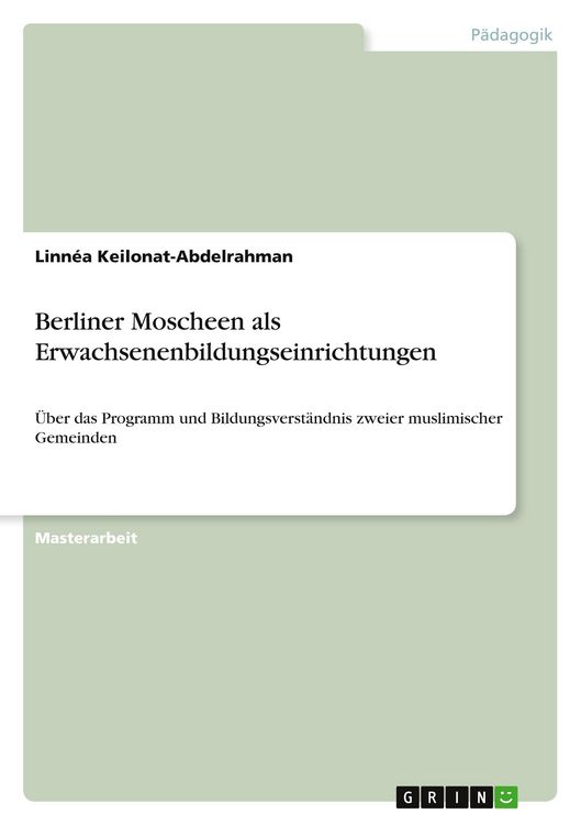 Produktbild: Berliner Moscheen als Erwachsenenbildungseinrichtungen