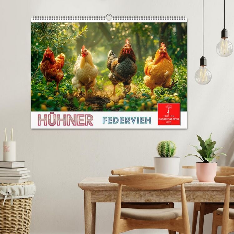 Produktbild: H&uuml;hner Federvieh (Wandkalender 2026 DIN A2 quer), CALVENDO Monatskalender