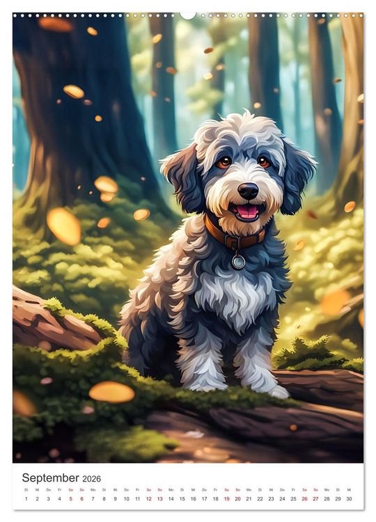 Produktbild: Der Aussiedoodle - Lebensfreude pur (Wandkalender 2026 DIN A2 hoch), CALVENDO Monatskalender