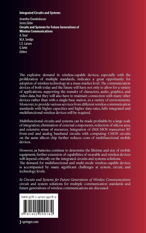 Produktbild: Circuits and Systems for Future Generations of Wireless Communications