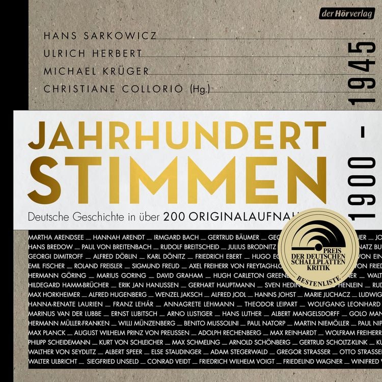 Bild vom Artikel Jahrhundertstimmen 1900-1945 - Deutsche Geschichte in über 200 Originalaufnahmen vom Autor Hans Sarkowicz