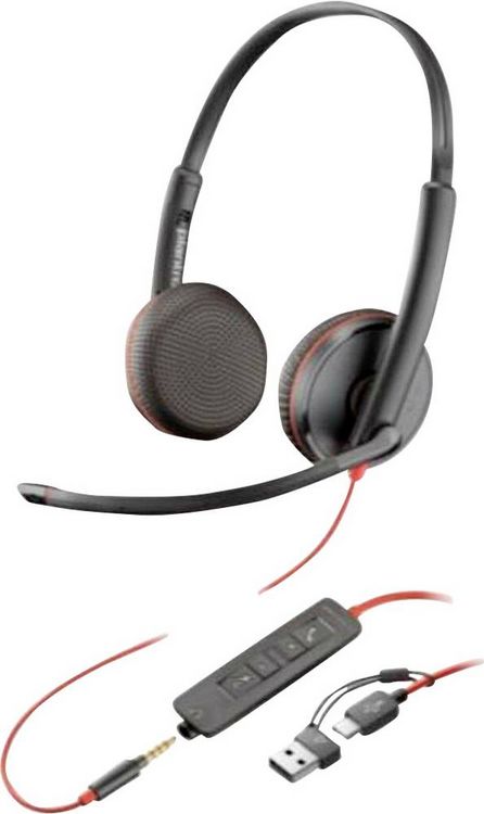 Produktbild: HP Poly Blackwire C3225 Over Ear Headset kabelgebunden Stereo Schwarz Headset, Lautst&auml;rkeregelung, Mikrofon-Stummschaltung Computer