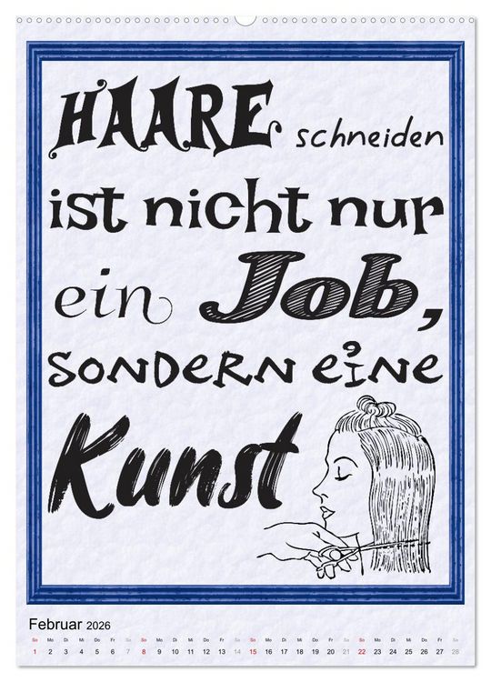 Produktbild: Friseur-Spr&uuml;che (Wandkalender 2026 DIN A2 hoch), CALVENDO Monatskalender