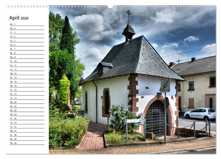 Produktbild: Sa(ar)krale Baukunst - Kapellen im Saarland (hochwertiger Premium Wandkalender 2026 DIN A2 quer), Kunstdruck in Hochglanz