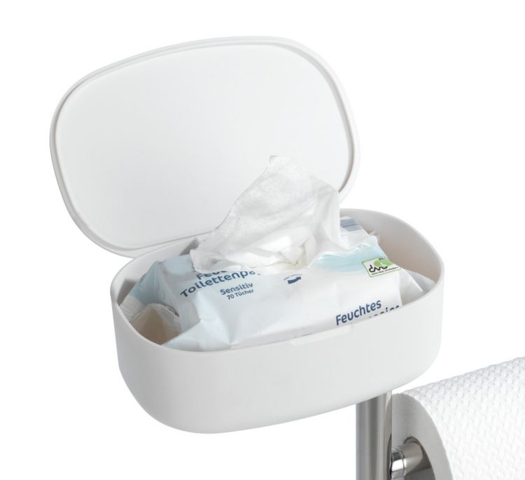 Produktbild: Stand WC-Garnitur mit Box Mod. Rivazza Wei&szlig;, integrierter Toilettenpapierhalter, Ersatzrollenhalter