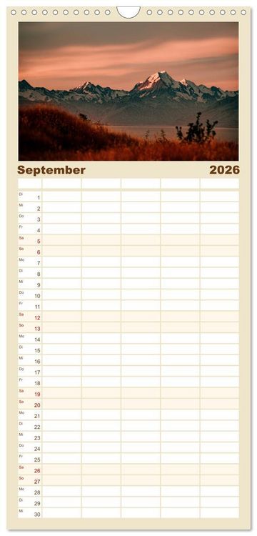 Produktbild: Familienplaner 2026 - Neuseeland - Landschaftstr&auml;ume mit 5 Spalten (Wandkalender, 21 x 45 cm) CALVENDO