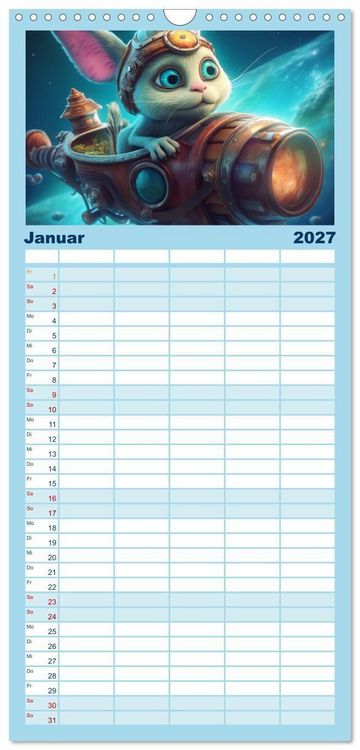 Produktbild: Familienplaner 2027 - Spannendes Weltraumabenteuer mit 5 Spalten (Wandkalender, 21 x 45 cm) CALVENDO