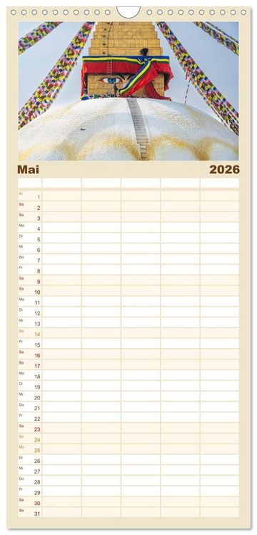 Produktbild: Familienplaner 2026 - K&ouml;nigsst&auml;tte im Kathmandutal mit 5 Spalten (Wandkalender, 21 x 45 cm) CALVENDO