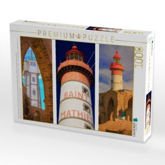 Produktbild: CALVENDO Puzzle Sehnsucht Bretagne - Am Phare de Saint-Mathieu im D&eacute;partement Finist&eacute;re findet man gleich drei Leuchtt&uuml;rme an einem Ort | 1000 Teile Lege-Gr&ouml;&szlig;e 64x48cm Foto-Puzzle f&uuml;r gl&uuml;ckliche Stunden
