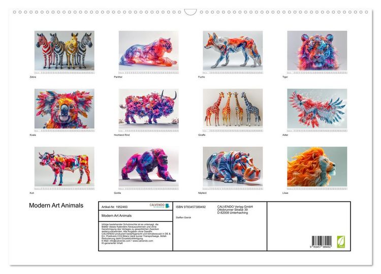 Produktbild: Modern Art Animals (Wandkalender 2026 DIN A2 quer), CALVENDO Monatskalender