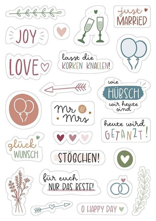 Produktbild: Brunnen Sticker-Set Hochzeit