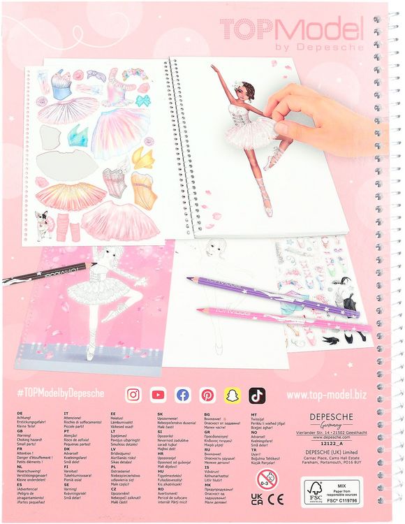 TOPModel Malbuch Set – Create Your Wedding + Stickerworld Ballet | 60 Seiten, Sticker & Schablonen Für Kreative Kinder