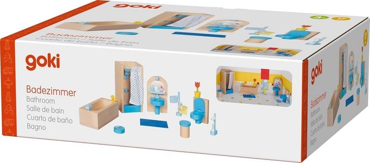 Produktbild: goki Puppenm&ouml;bel Badezimmer f&uuml;r Puppenhaus, Holz