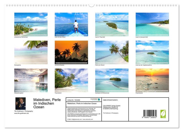 Produktbild: Malediven, Perle im Indischen Ozean (hochwertiger Premium Wandkalender 2026 DIN A2 quer), Kunstdruck in Hochglanz