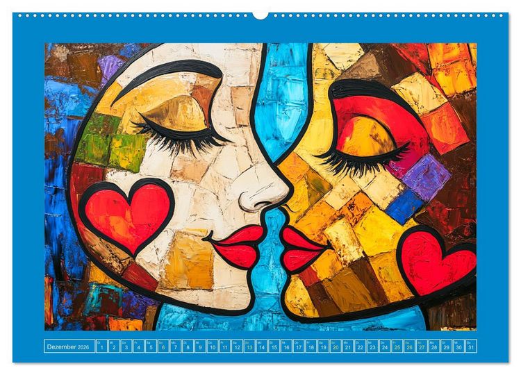 Produktbild: Liebe und Gl&uuml;ck. Abstrakte Kunst im &Ouml;lbilder-Stil (Wandkalender 2026 DIN A2 quer), CALVENDO Monatskalender