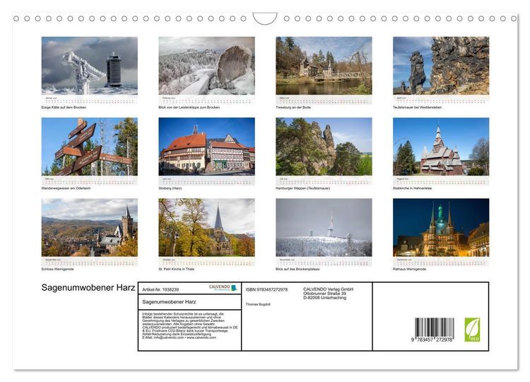 Produktbild: Sagenumwobener Harz (Wandkalender 2026 DIN A3 quer), CALVENDO Monatskalender