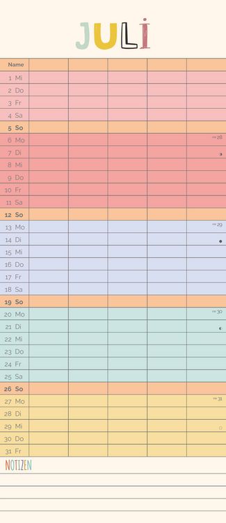 Produktbild: Unser buntes Jahr 2026 Familienplaner - Terminkalender - Familienkalender - 19,5x45