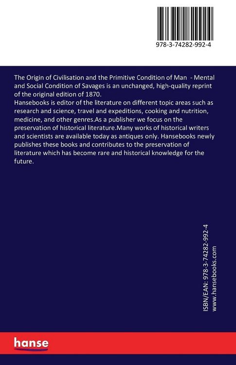Produktbild: The Origin of Civilisation and the Primitive Condition of Man