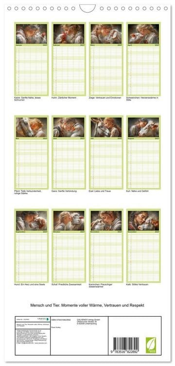 Produktbild: Familienplaner 2027 - Mensch und Tier. Momente voller W&auml;rme, Vertrauen und Respekt mit 5 Spalten (Wandkalender, 21 x 45 cm) CALVENDO