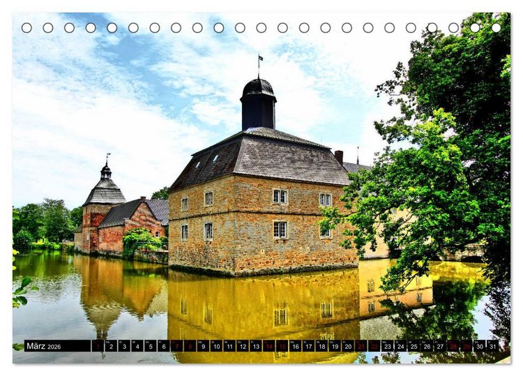 Produktbild: M&uuml;nsterland Romantik - Romantische Schl&ouml;sser und Wasserburgen (Tischkalender 2026 DIN A5 quer), CALVENDO Monatskalender