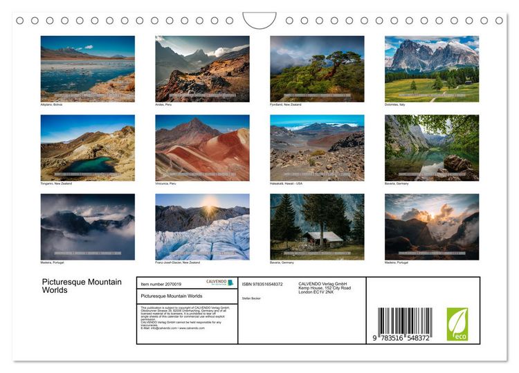 Produktbild: Picturesque Mountain Worlds (Wall Calendar 2026 DIN A4 landscape), CALVENDO 12 Month Wall Calendar