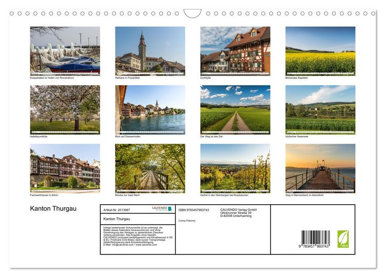 Produktbild: Kanton Thurgau (Wandkalender 2026 DIN A3 quer), CALVENDO Monatskalender
