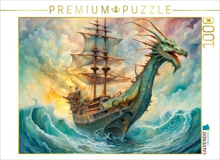 Produktbild: CALVENDO Puzzle Ein Motiv aus dem Kalender Fantasie-Drachensegelschiffe | 1000 Teile Lege-Gr&ouml;&szlig;e 64x48cm Foto-Puzzle f&uuml;r gl&uuml;ckliche Stunden