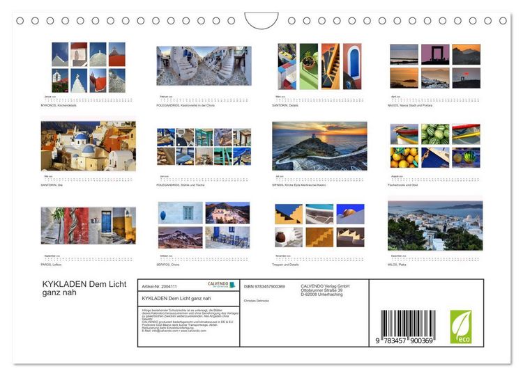 Produktbild: KYKLADEN Dem Licht ganz nah (Wandkalender 2026 DIN A4 quer), CALVENDO Monatskalender